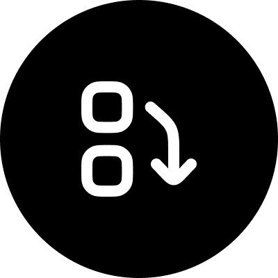 Two squares with a downward arrow.